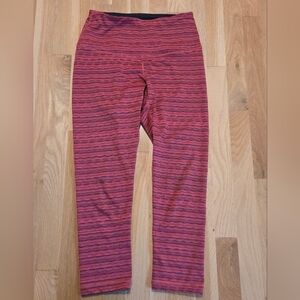 90 Degree By Reflex Pink And Black Striped Leggings, Size Small